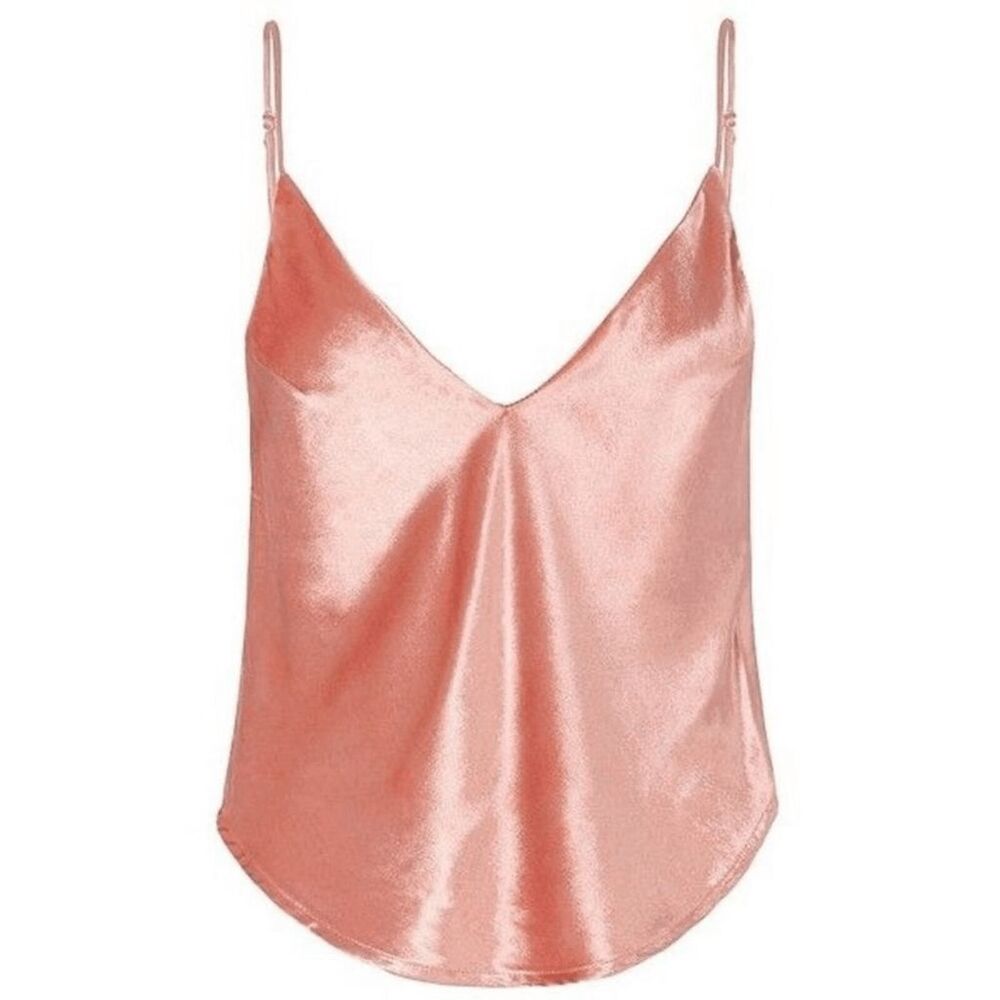 Fleur Du Mal Pink 100% Silk Sleeveless Camisole Tank Top Women's Size Medium